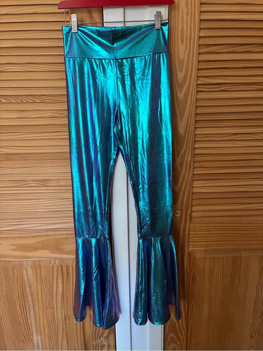 Metallic Teal Flared Leggings size medium
